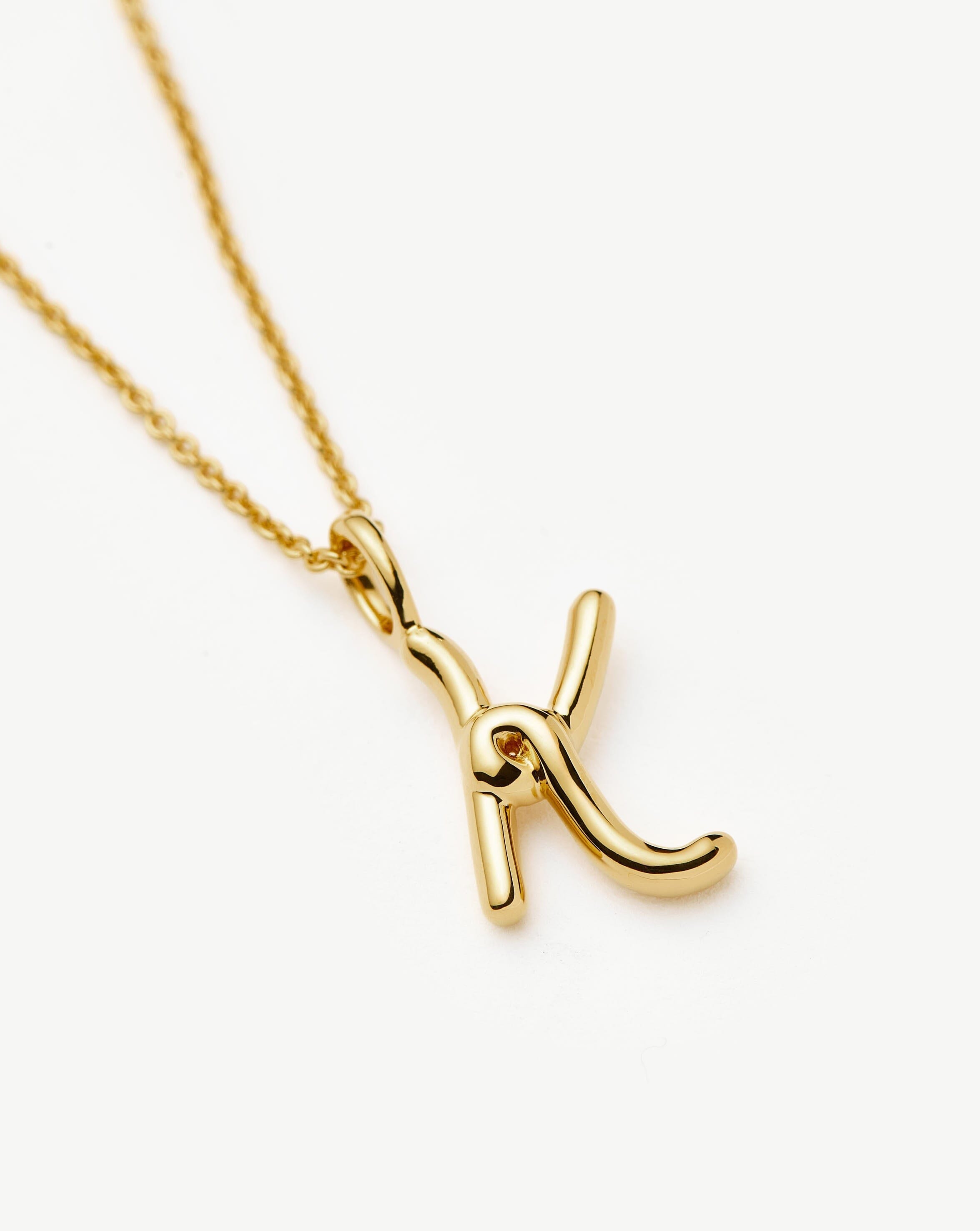 Curly Molten Mini Initial Necklace - K | 18k Gold Vermeil