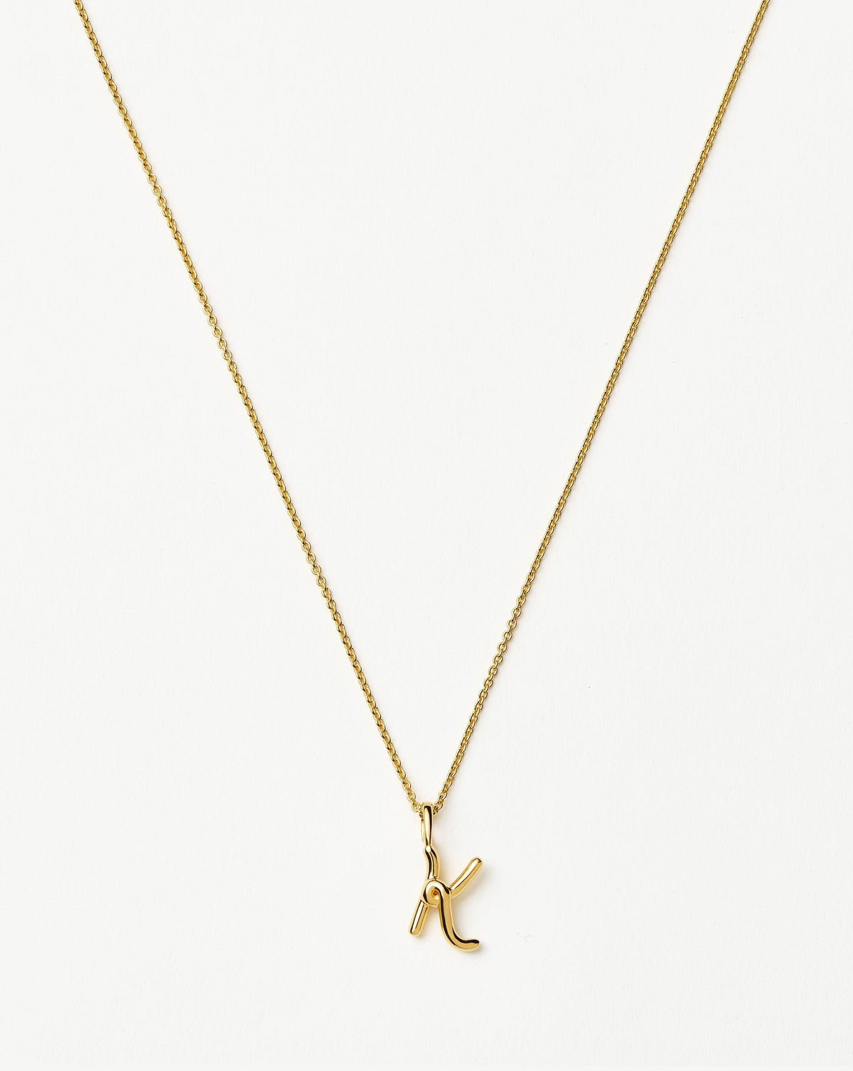 Curly Molten Mini Initial Necklace - K | 18k Gold Vermeil