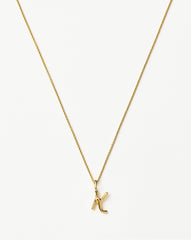 Curly Molten Mini Initial Necklace - K | 18k Gold Vermeil