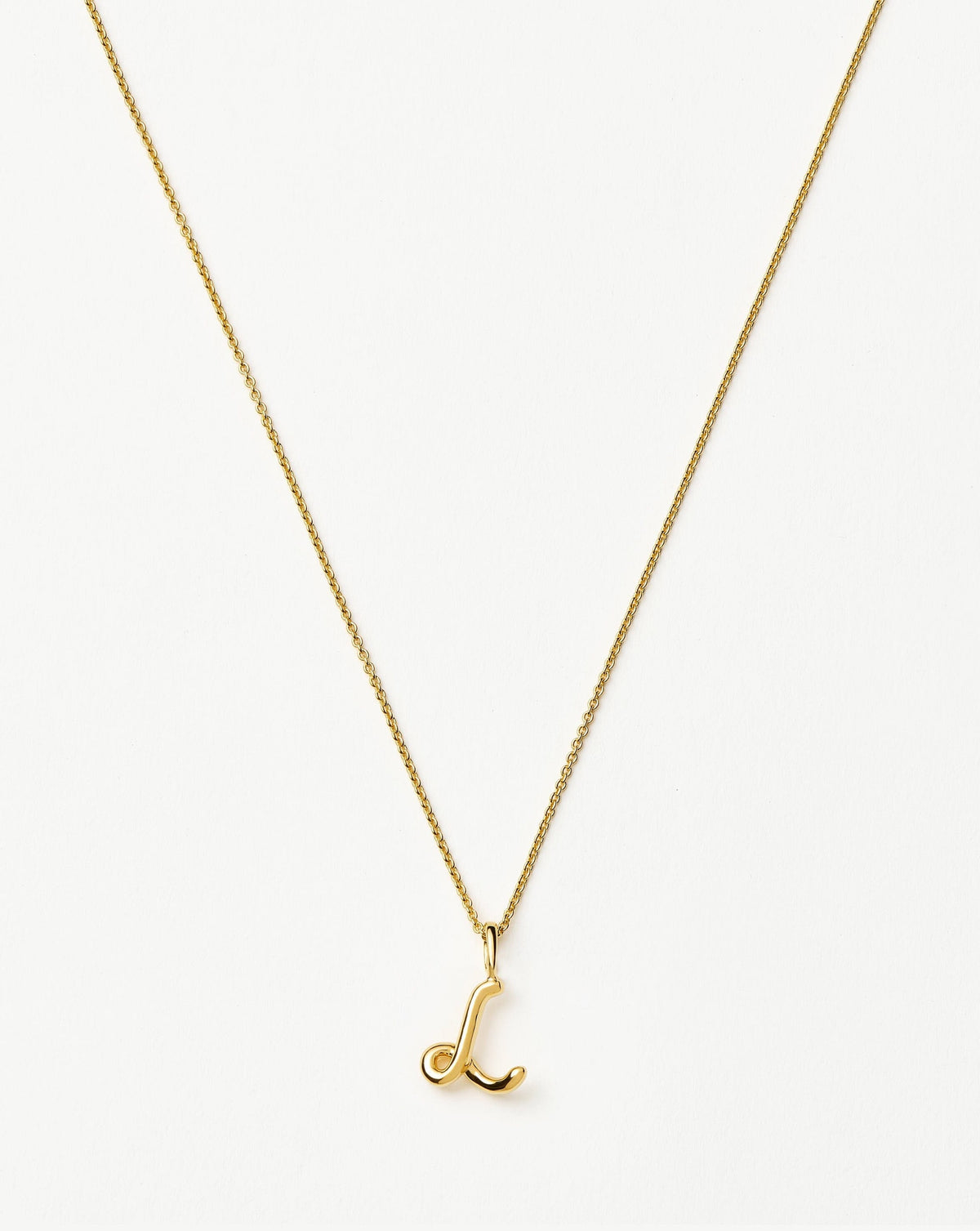 Curly Molten Mini Initial Necklace - L |18k Gold Vermeil