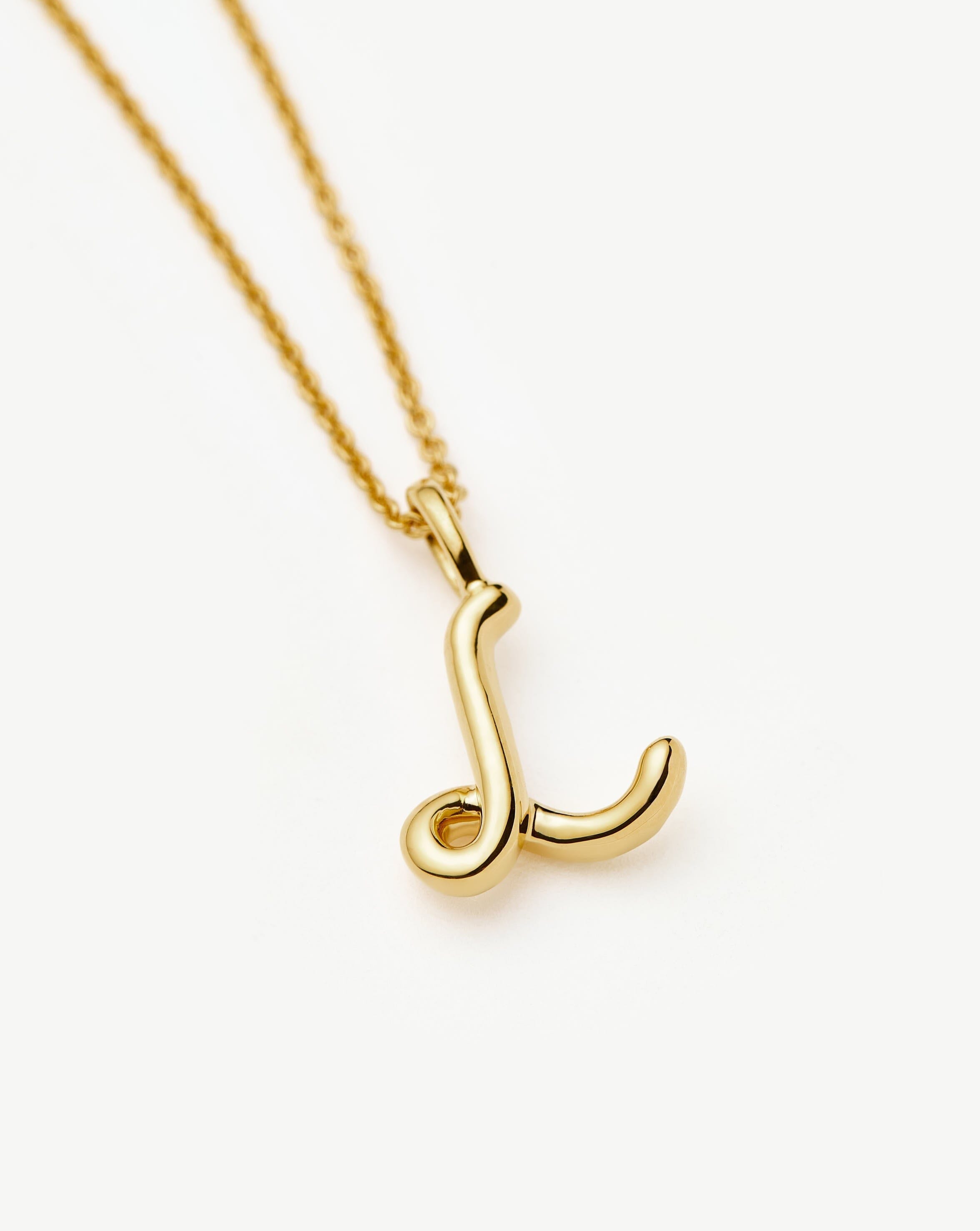 Curly Molten Mini Initial Necklace - L |18k Gold Vermeil