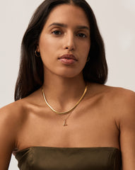 Curly Molten Mini Initial Necklace - L |18k Gold Vermeil