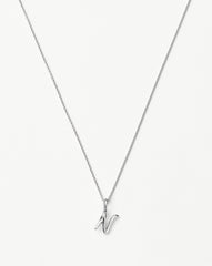 Curly Molten Mini Initial Necklace - N | Sterling Silver
