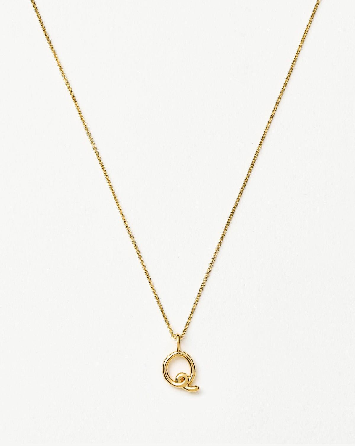 Curly Molten Mini Initial Necklace - Q | 18k Gold Vermeil
