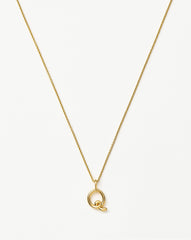 Curly Molten Mini Initial Necklace - Q | 18k Gold Vermeil