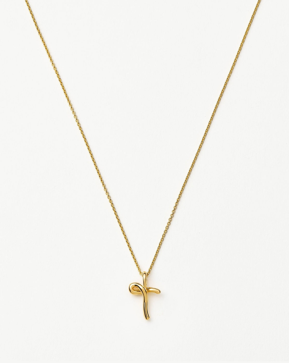 Curly Molten Mini Initial Necklace - T | 18k Gold Vermeil