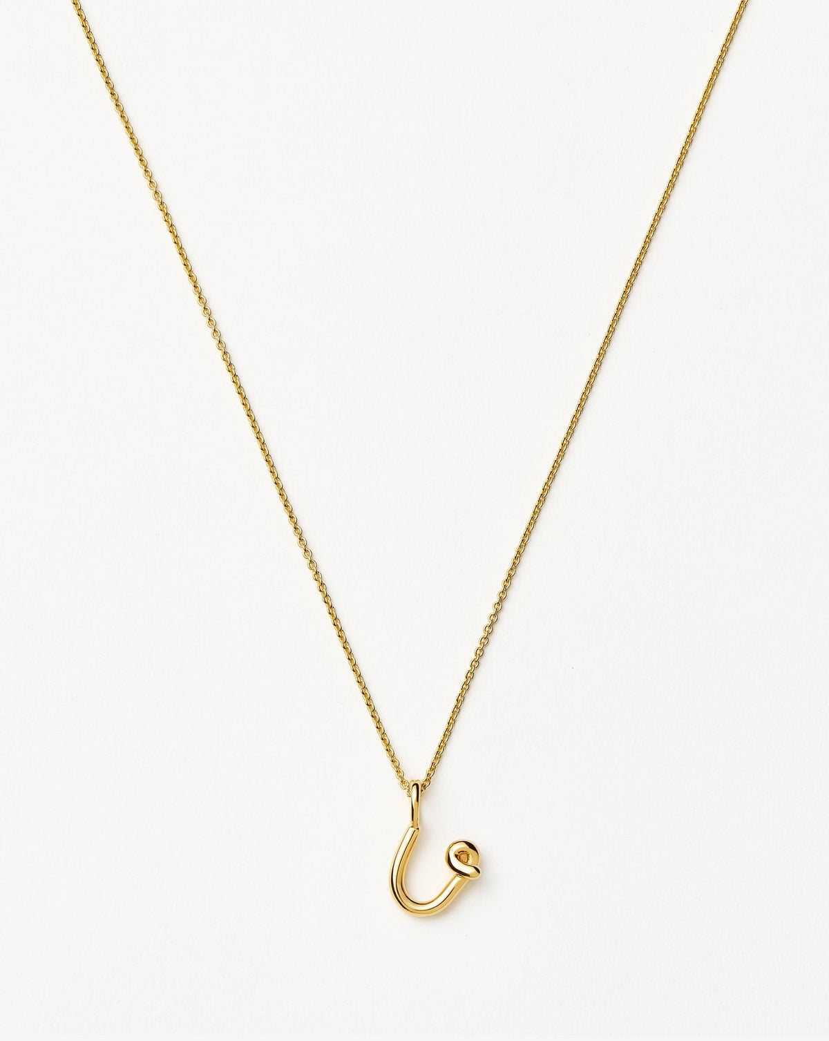 Curly Molten Mini Initial Necklace - U | 18k Gold Vermeil