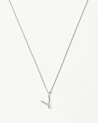 Curly Molten Mini Initial Necklace - V | Sterling Silver