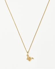 Curly Molten Mini Initial Necklace - W | 18k Gold Vermeil