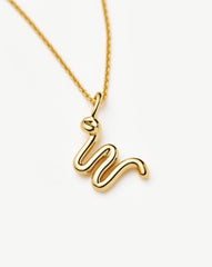 Curly Molten Mini Initial Necklace - W | 18k Gold Vermeil