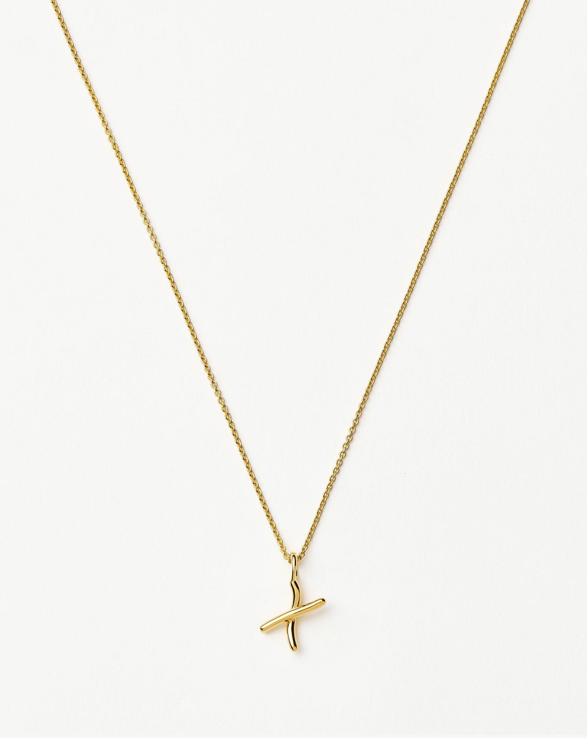 Curly Molten Mini Initial Necklace - X | 18k Gold Vermeil