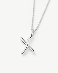Curly Molten Mini Initial Necklace - X | Sterling Silver
