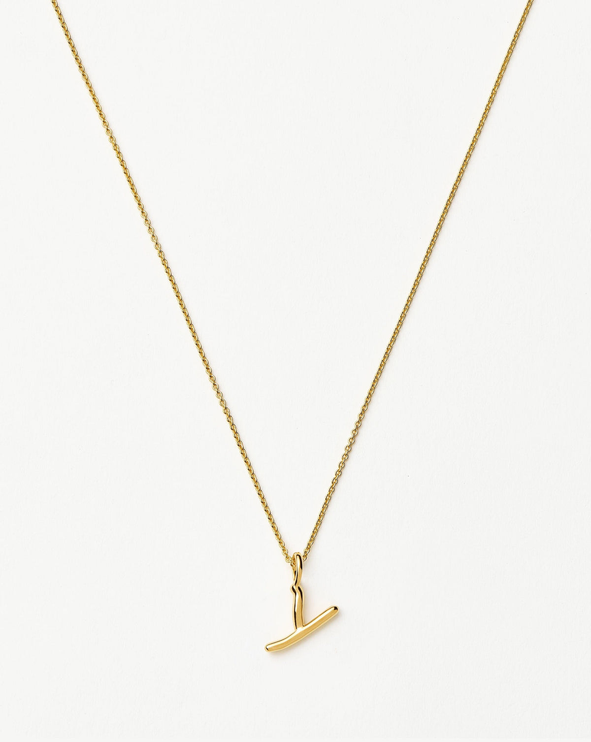 Curly Molten Mini Initial Necklace - Y | 18k Gold Vermeil