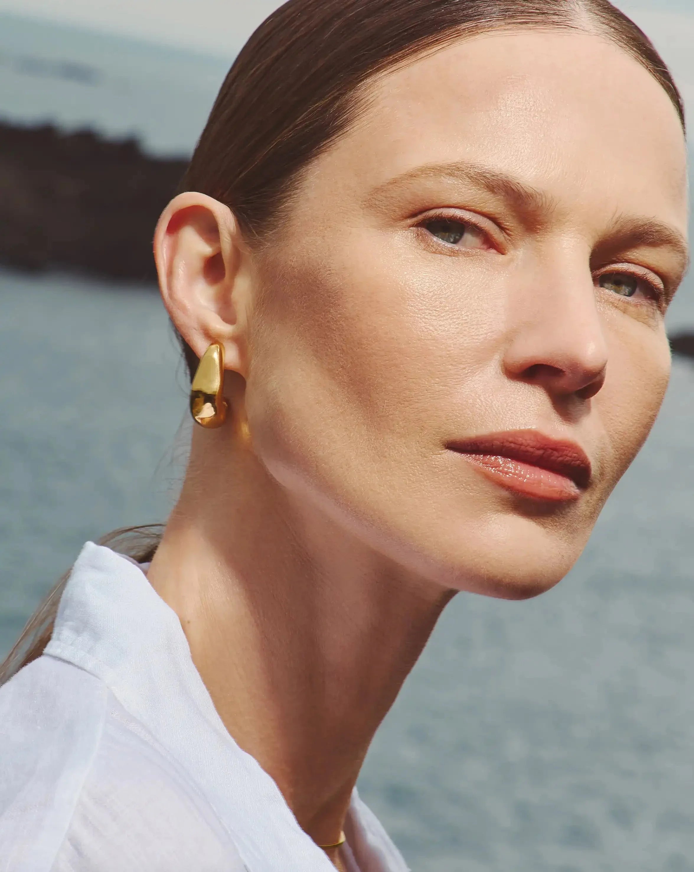 Dome Medium Hoop Earrings | 18k Gold Plated