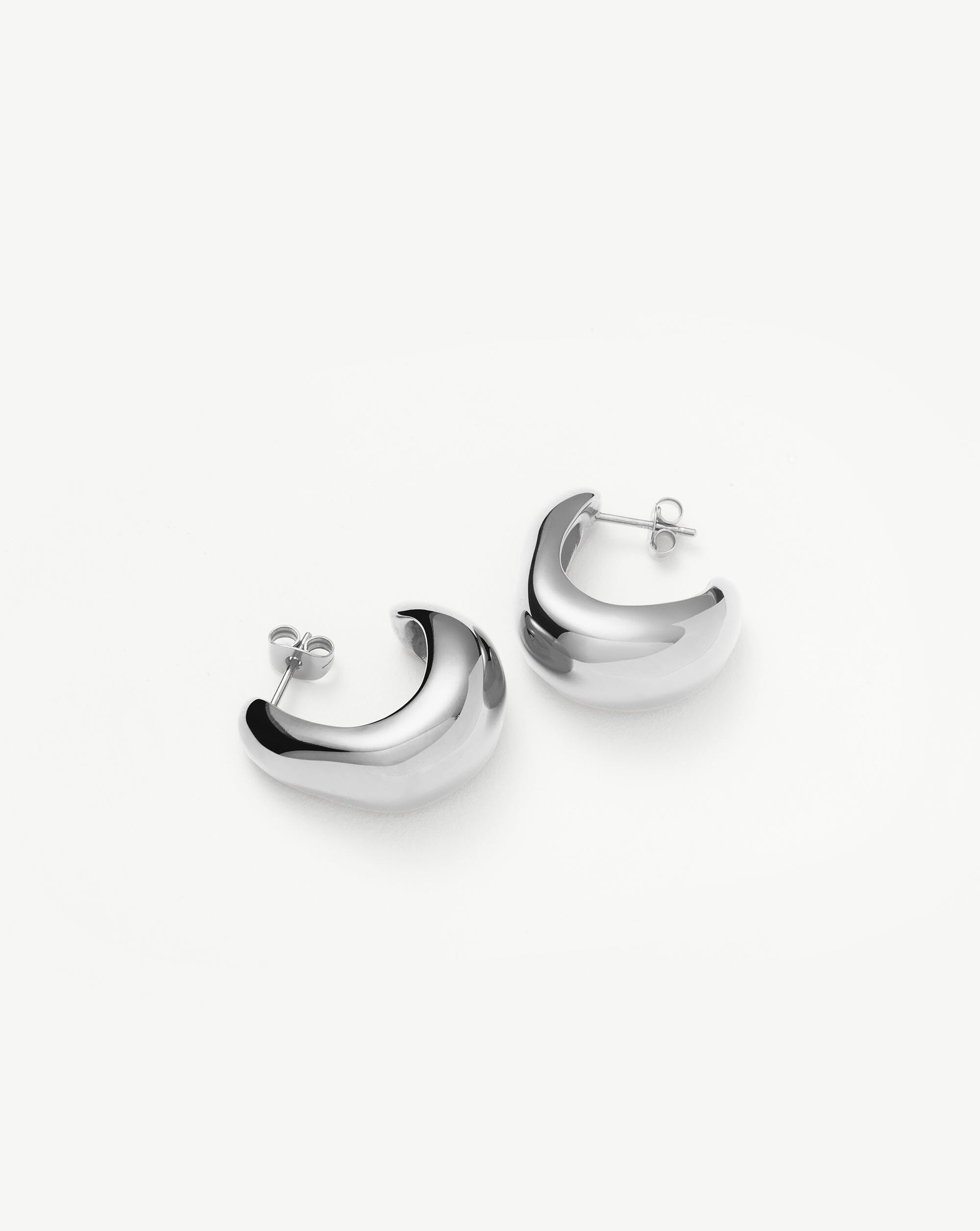 Dome Medium Hoop Earrings | Silver Plated