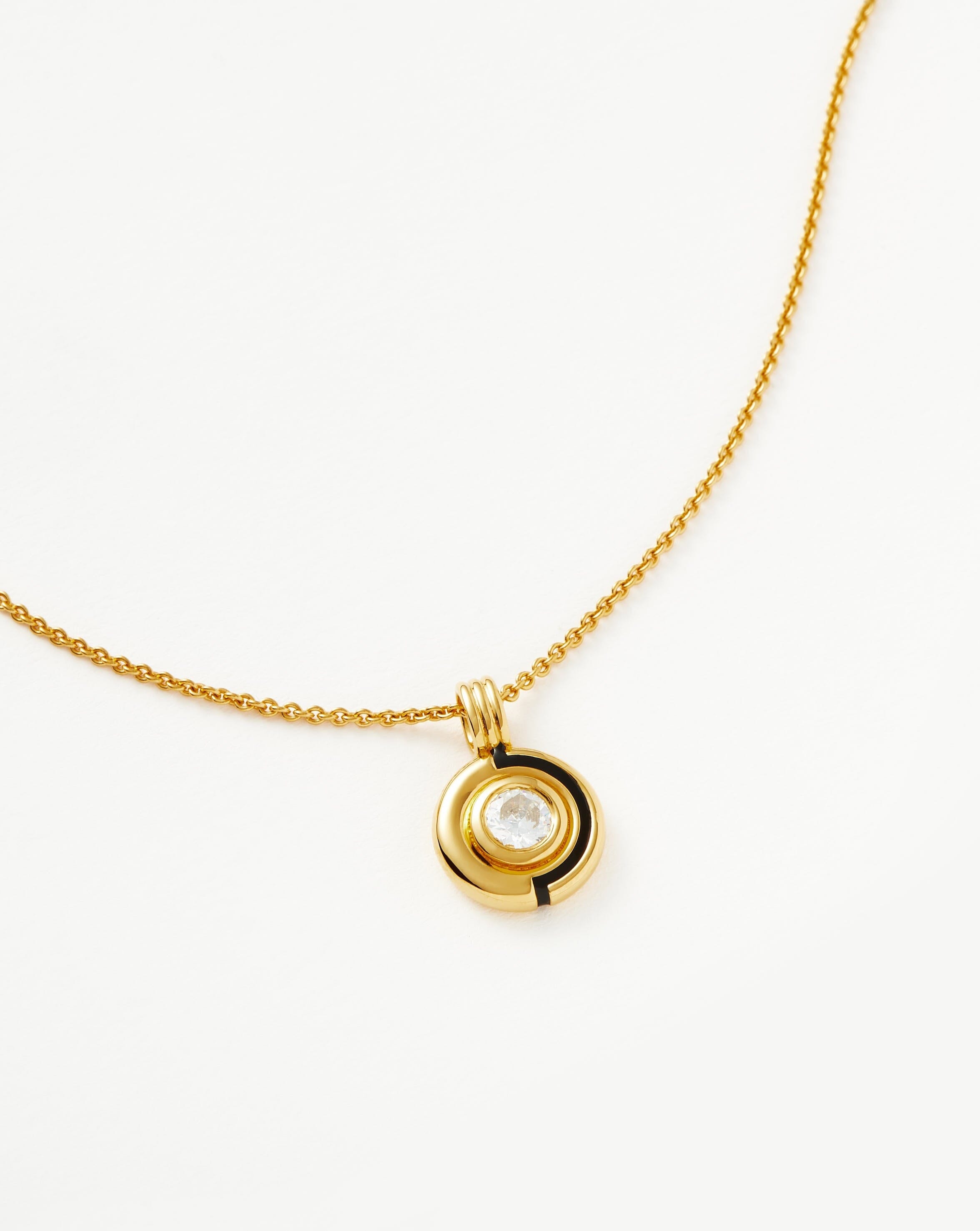 Enamel & Stone Round Pendant Necklace
