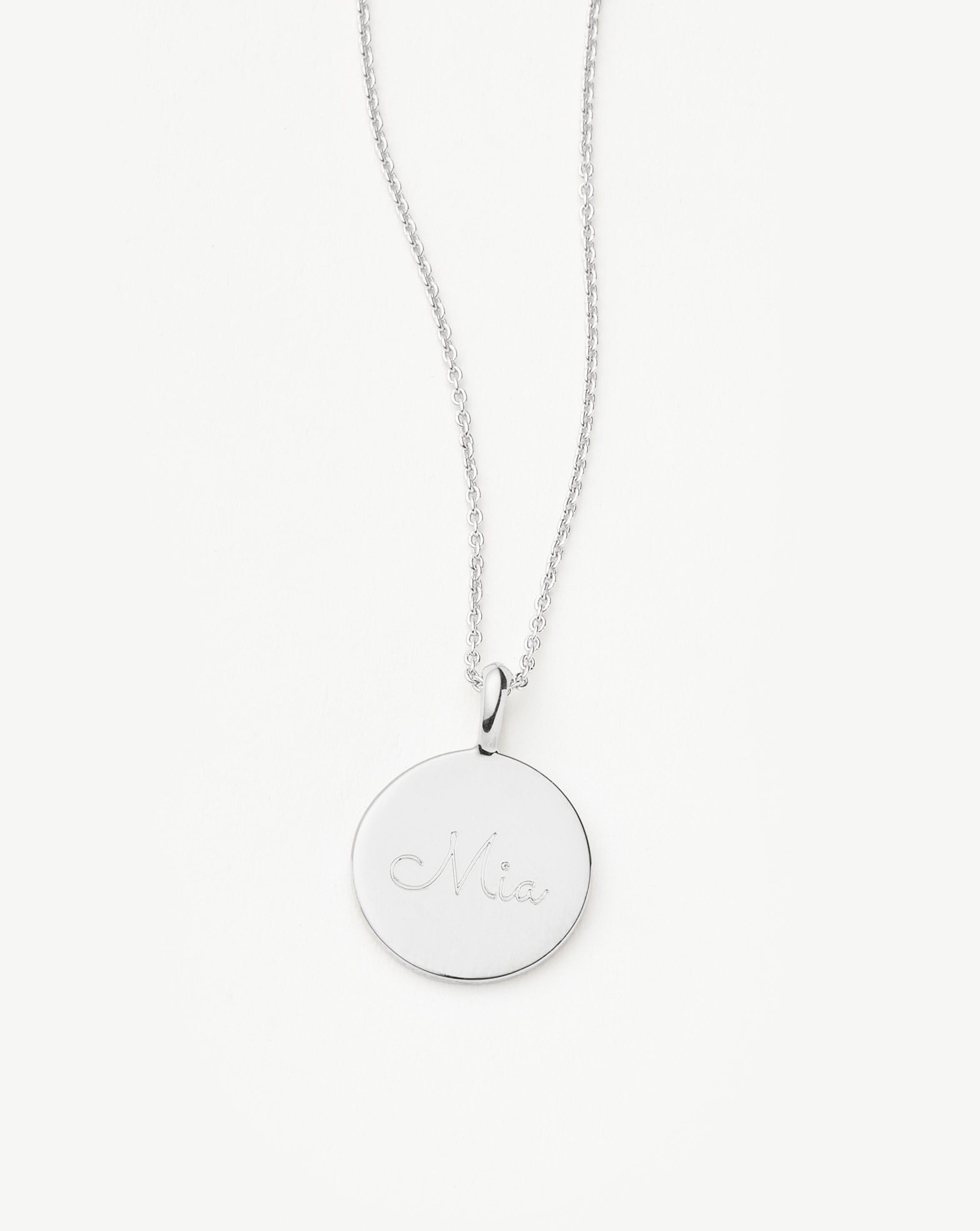 Engravable Round Necklace | Sterling Silver