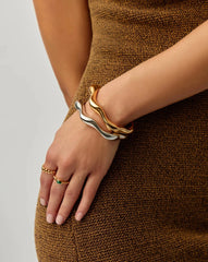 Eny Puffy Cuff Bracelet | 18k Gold Plated