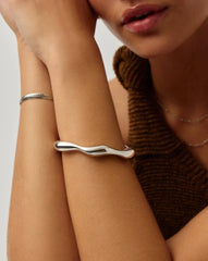 Eny Puffy Cuff Bracelet | Silver Plated