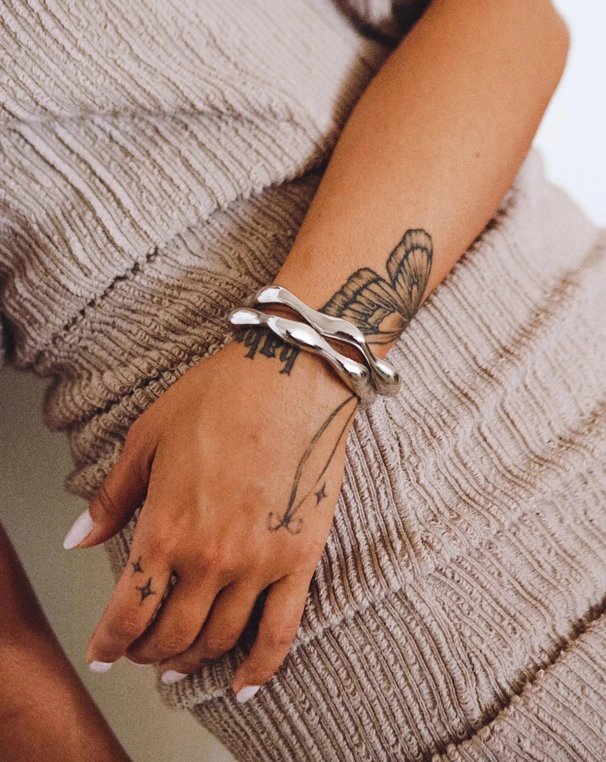 Eny Puffy Cuff Bracelet | Silver Plated