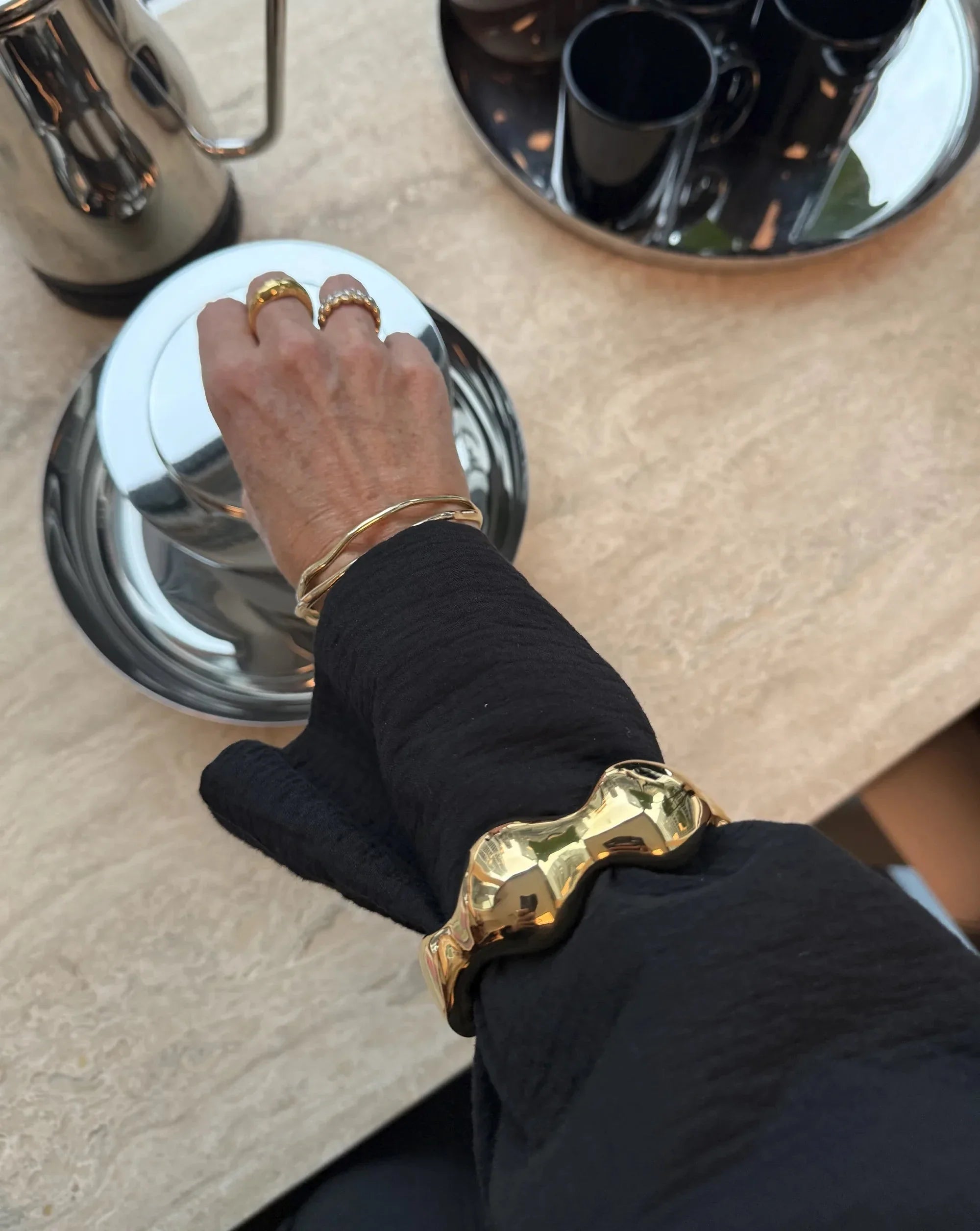 Eny Puffy Dome Statement Cuff Bracelet | 18k Gold Plated