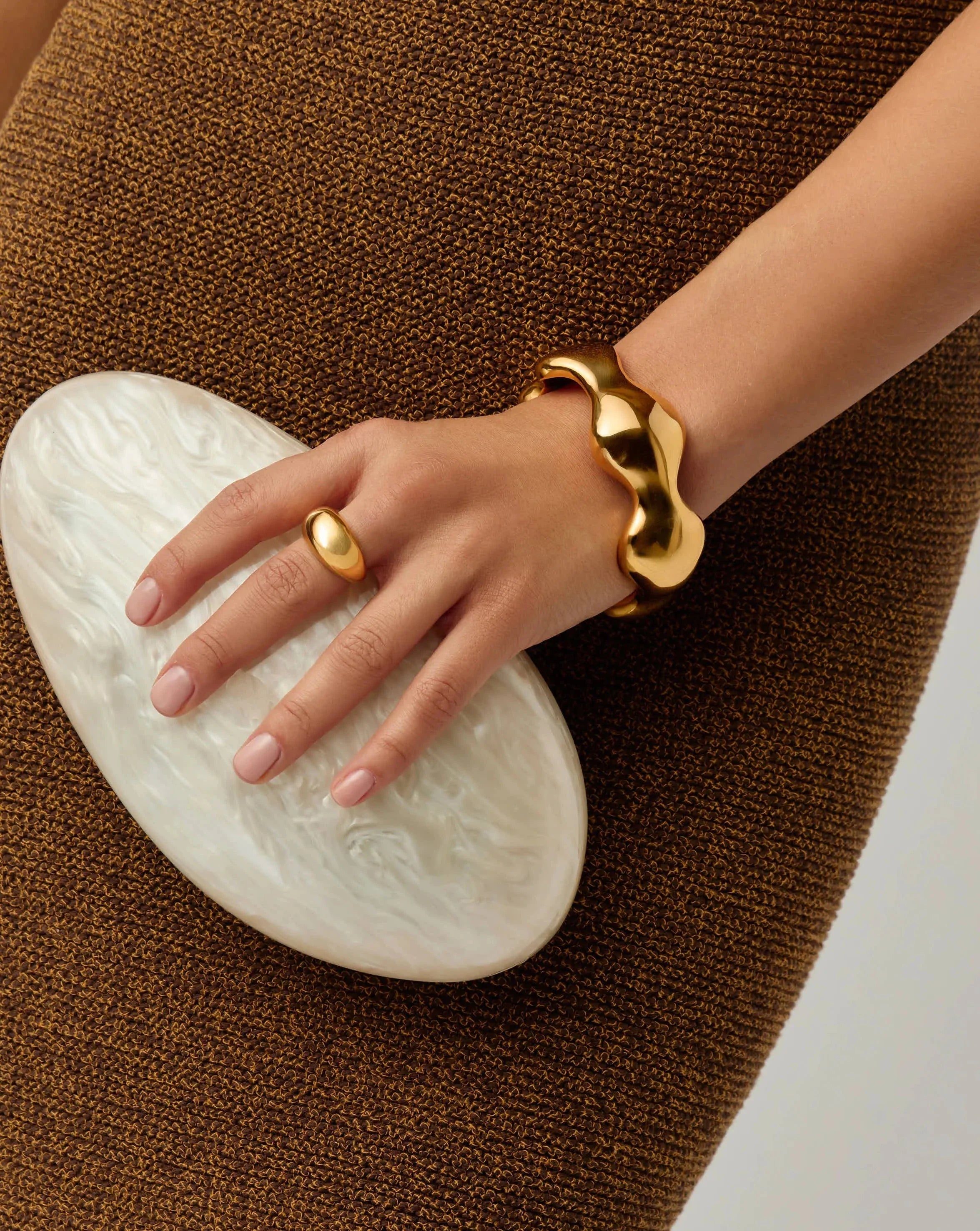 Eny Puffy Dome Statement Cuff Bracelet | 18k Gold Plated