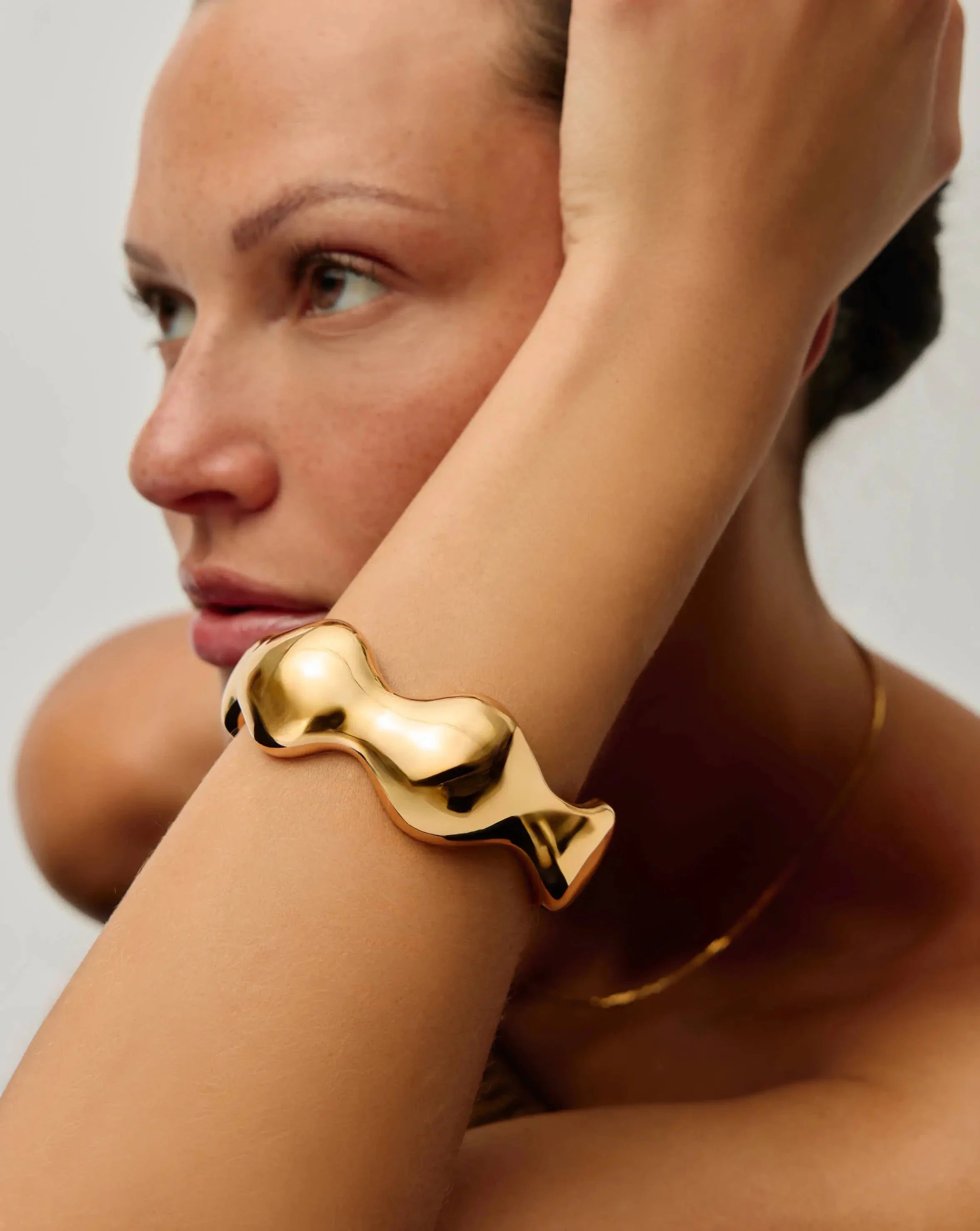 Eny Puffy Dome Statement Cuff Bracelet | 18k Gold Plated