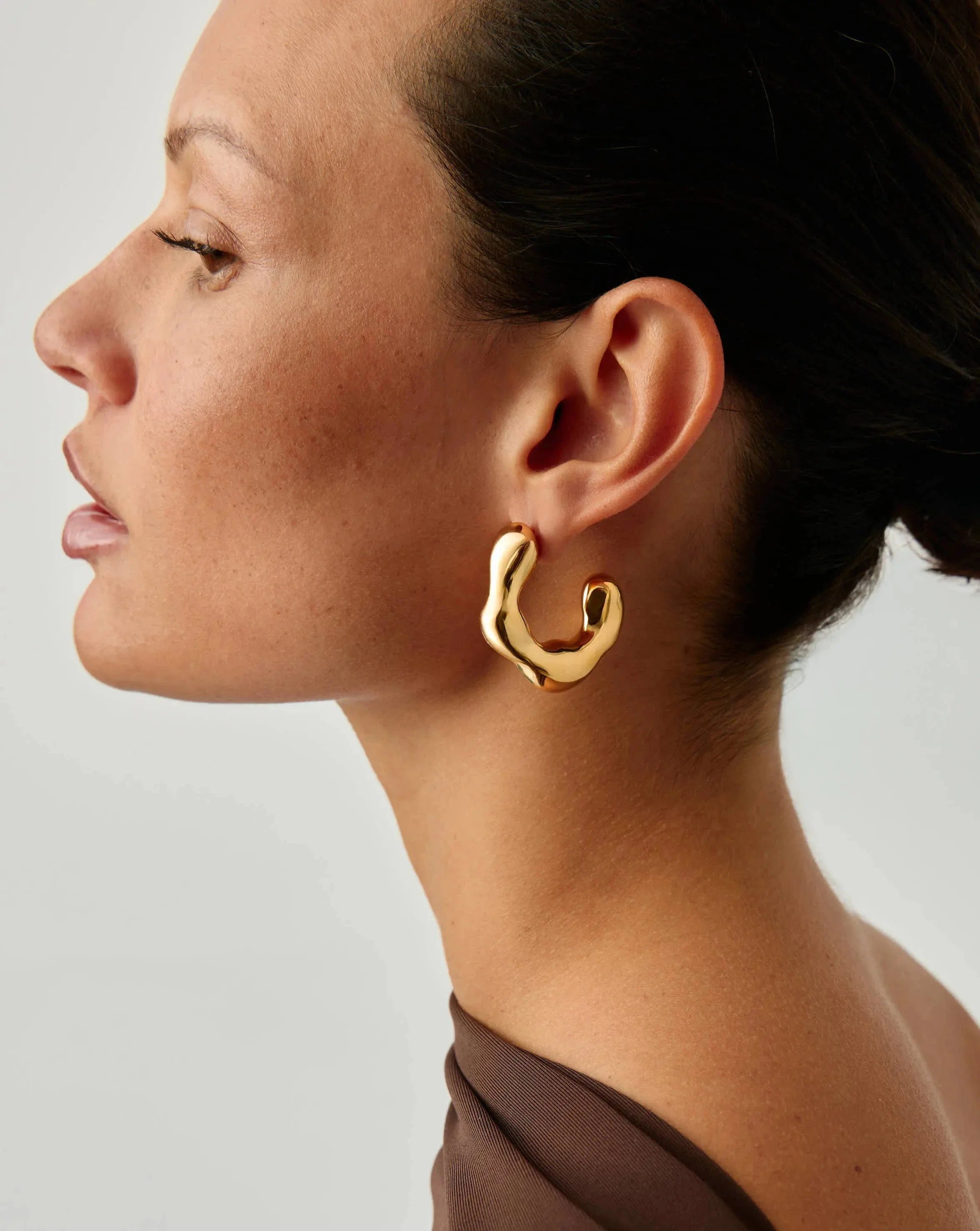 Eny Puffy Large Hoop Earrings | 18k Gold Plated