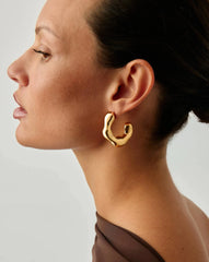Eny Puffy Large Hoop Earrings | 18k Gold Plated