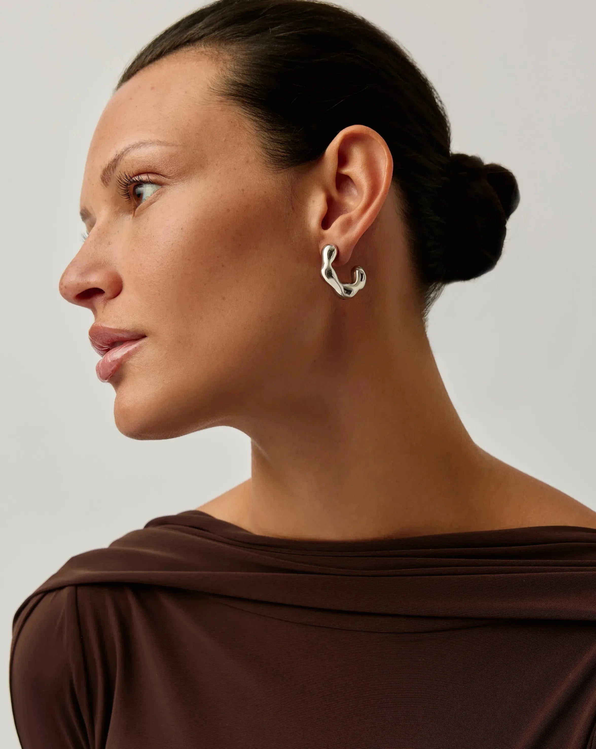 Eny Puffy Medium Hoop Earrings | Sterling Silver