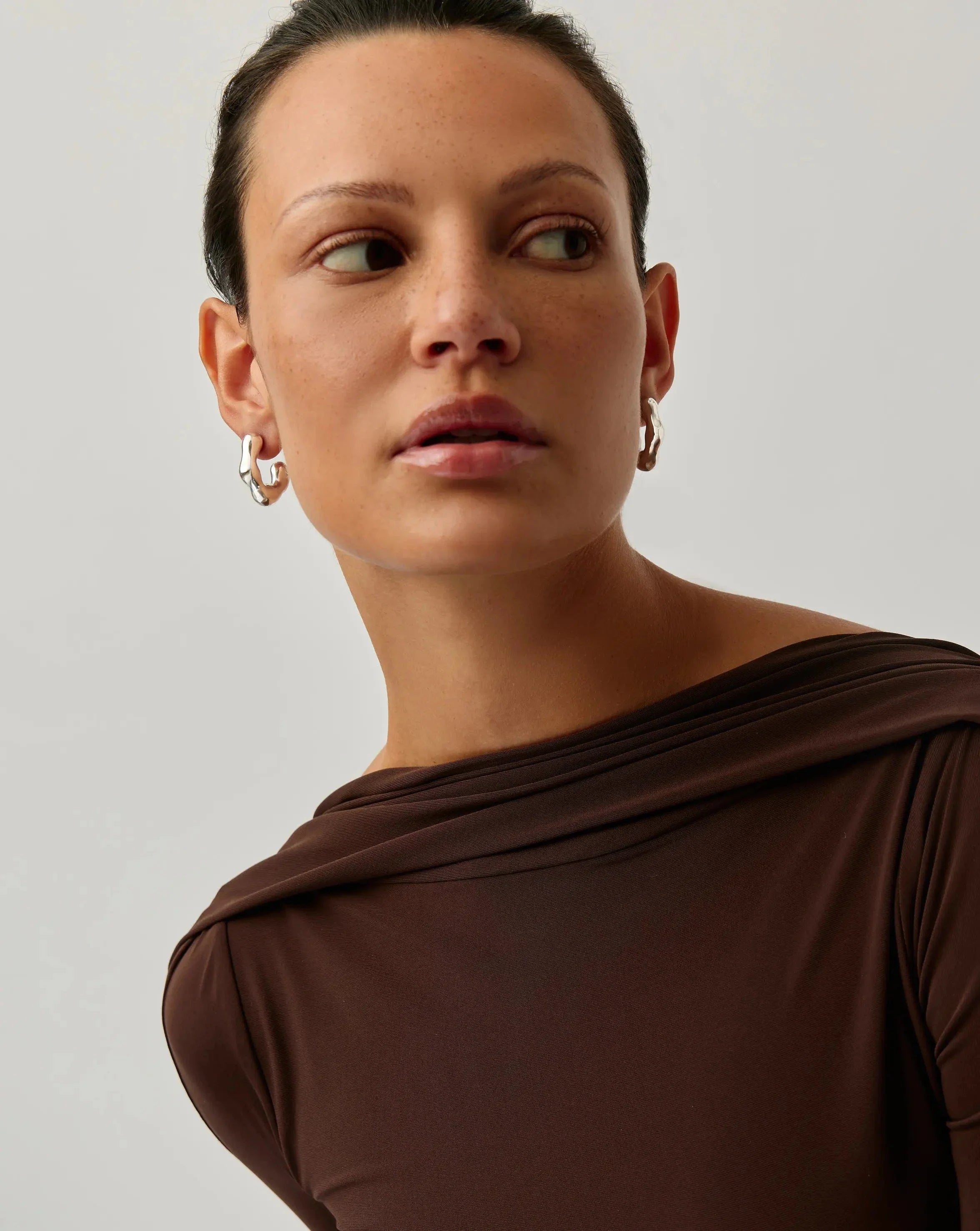 Eny Puffy Medium Hoop Earrings | Sterling Silver