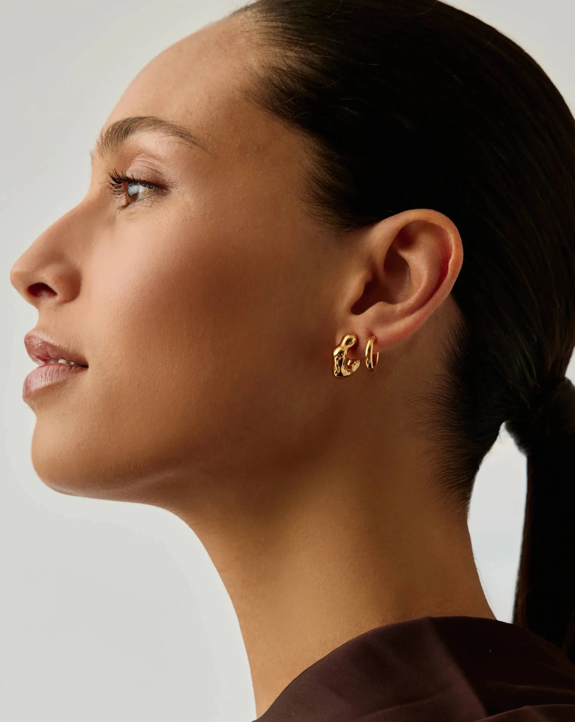 Eny Puffy Small Hoop Earrings | 18k Gold Plated