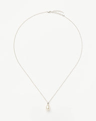 Fine Baroque Pearl Organic Pendant Necklace | 14k Solid White Gold/Pearl