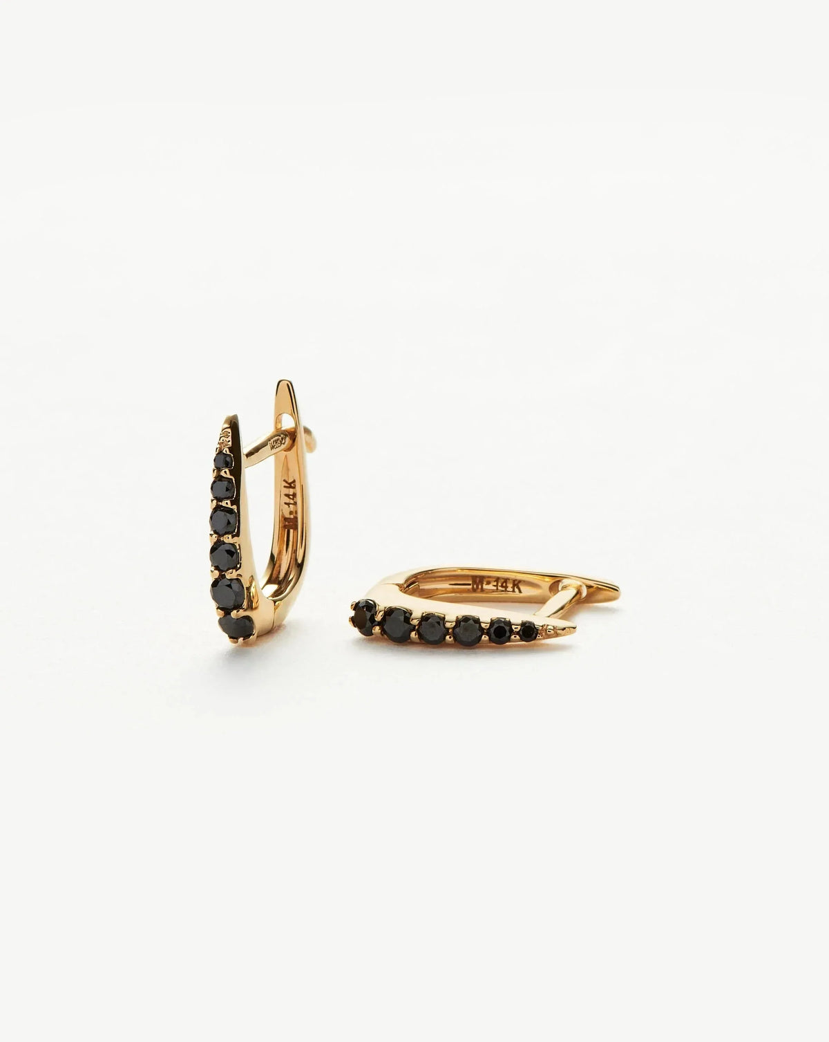 Fine Claw Huggies | 14k Solid Gold/Black Diamond