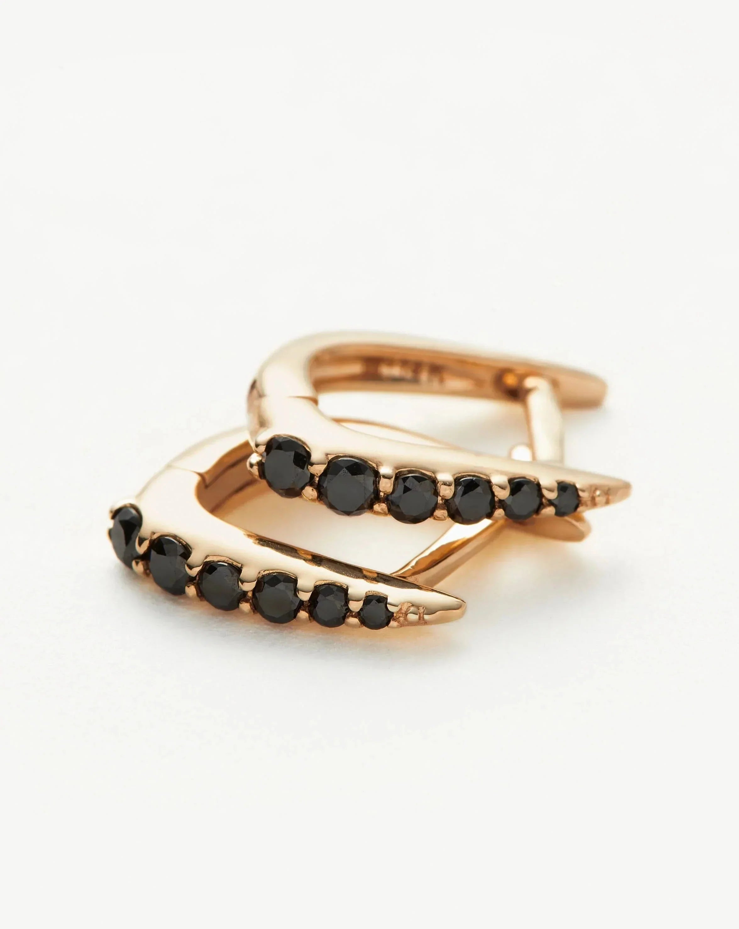Fine Claw Huggies | 14k Solid Gold/Black Diamond