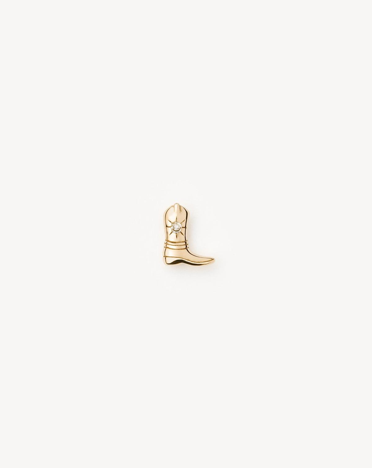 Fine Cowboy Boot Single Stud Earring | 14k Solid Gold/Diamond