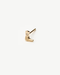 Fine Cowboy Boot Single Stud Earring | 14k Solid Gold/Diamond