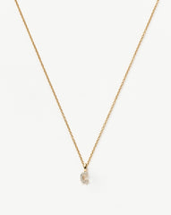 Fine Diamond Initial Mini Pendant Necklace - C | 14k Solid Yellow Gold Plated/Diamond
