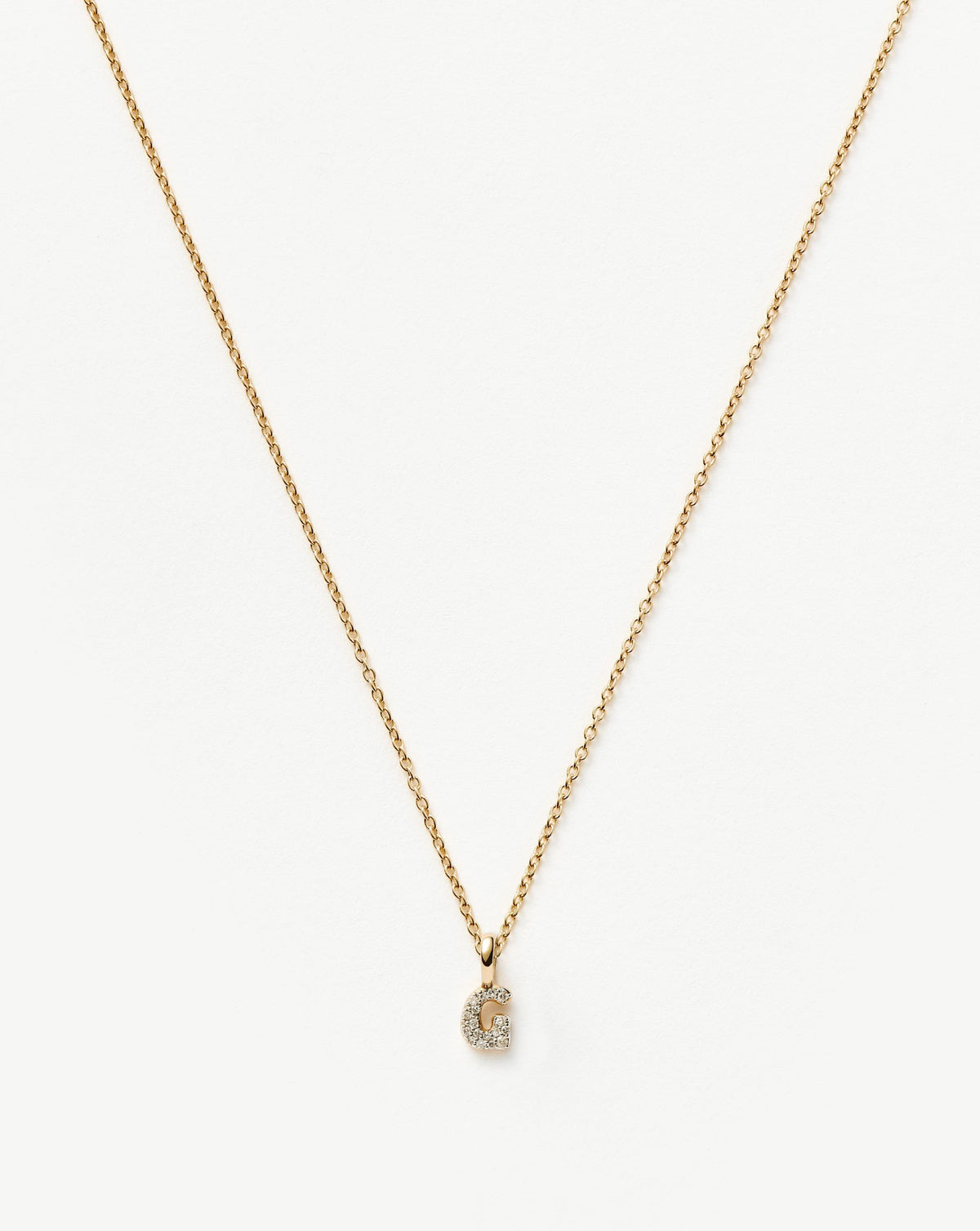 Fine Diamond Initial Mini Pendant Necklace - G | 14k Solid Yellow Gold Plated/Diamond