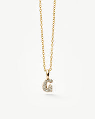 Fine Diamond Initial Mini Pendant Necklace - G | 14k Solid Yellow Gold Plated/Diamond