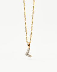 Fine Diamond Initial Mini Pendant Necklace - L | 14k Solid Yellow Gold Plated/Diamond