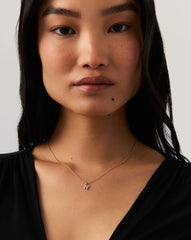 Fine Diamond Initial Mini Pendant Necklace - N | 14k Solid Yellow Gold Plated/Diamond