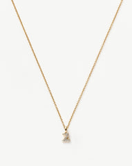 Fine Diamond Initial Mini Pendant Necklace - Z | 14k Solid Yellow Gold Plated/Diamond