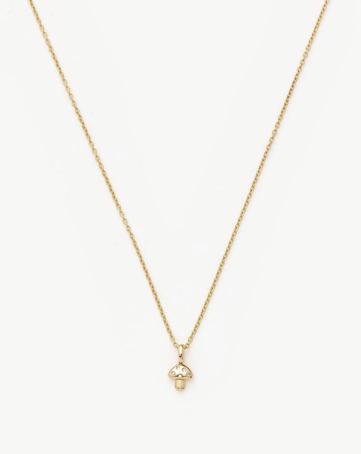 Fine Diamond Mushroom Mini Pendant Necklace | 14k Solid Gold/Diamond