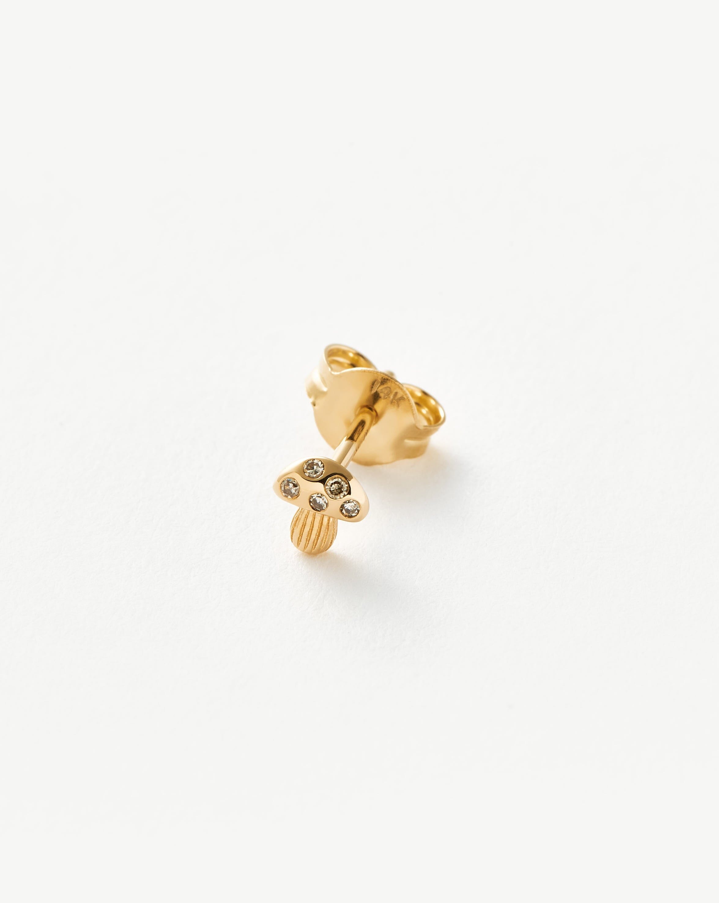 Fine Diamond Mushroom Single Stud Earring