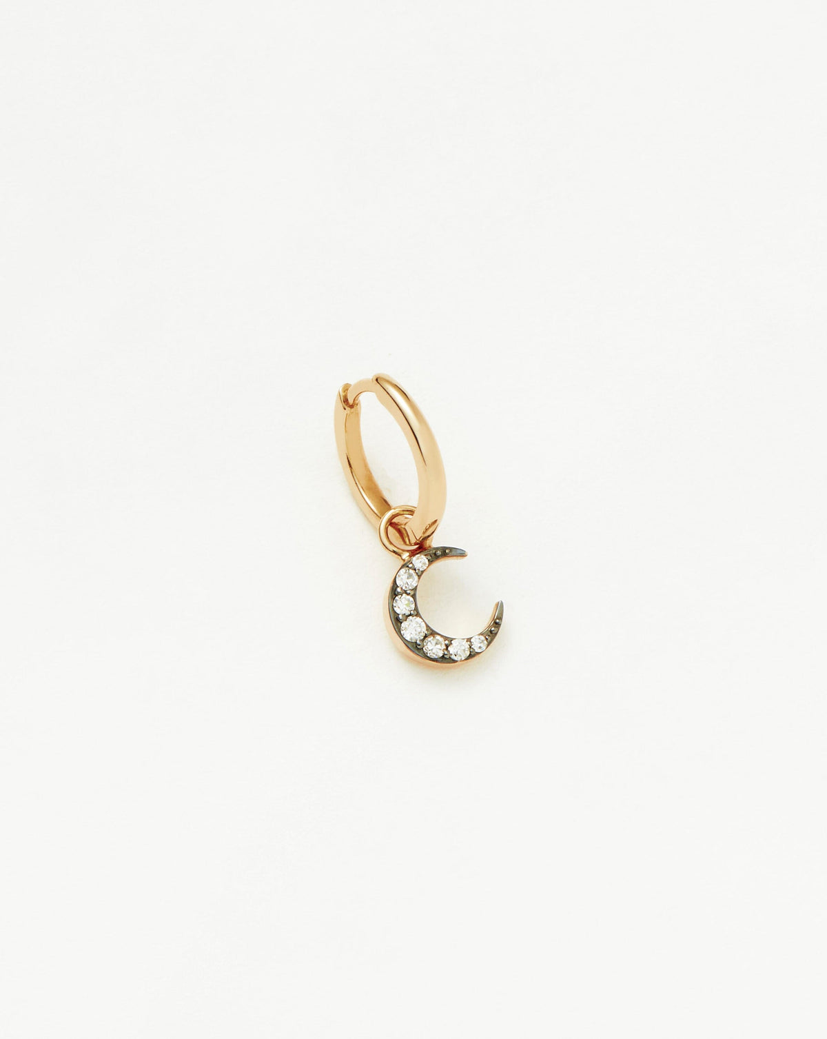 Fine Diamond Single Moon Charm Hoop Earring | 14k Solid Gold/Diamond