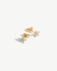 Fine Diamond Small Star Stud Earrings | 14k Solid Gold/Diamond