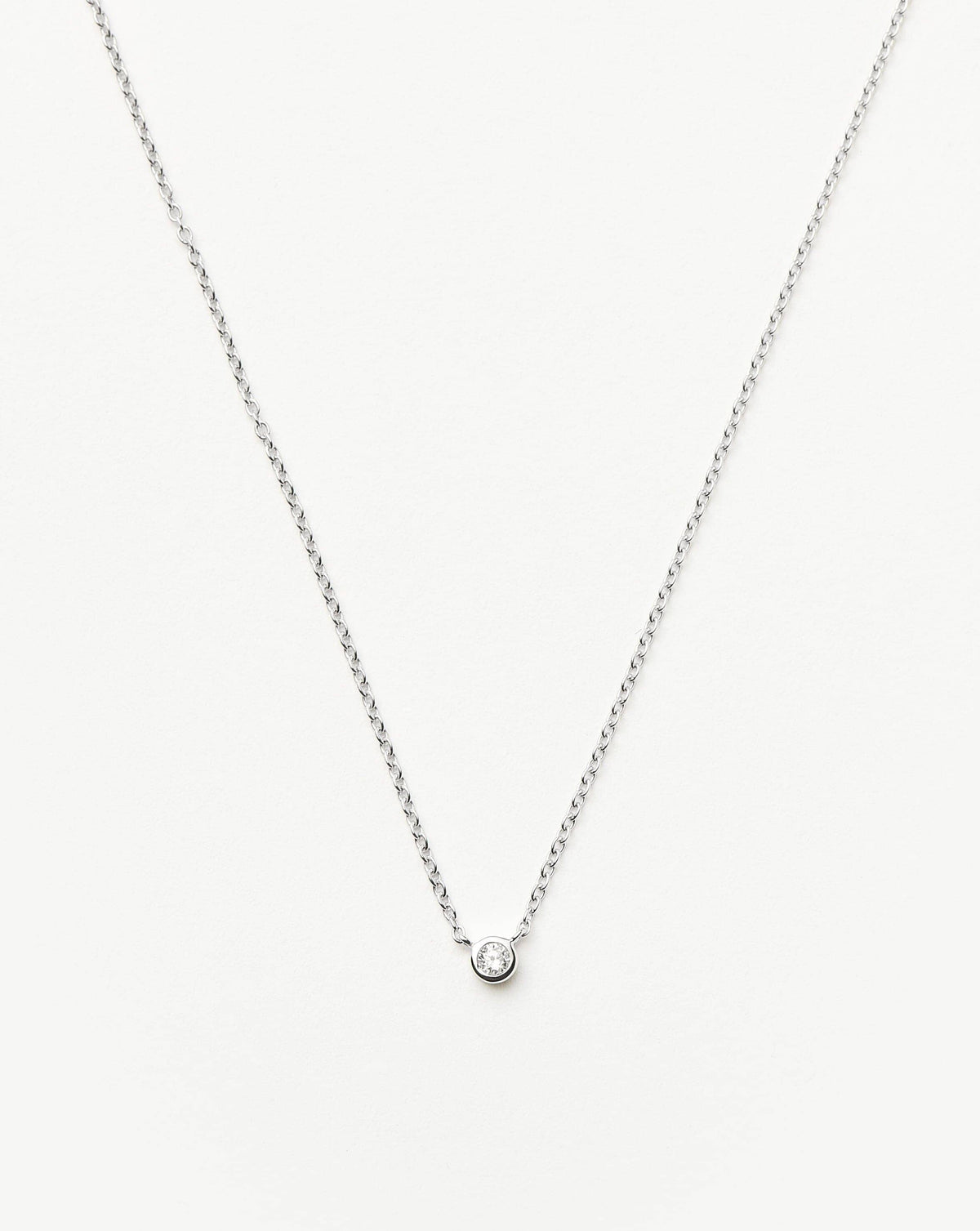 Fine Diamond Solitaire Pendant Necklace | 14k Solid White Gold/Diamond