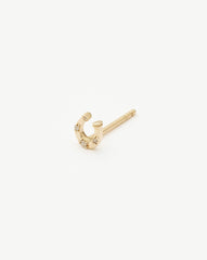 Fine Horseshoe Single Stud Earring | 14k Solid Gold/Diamond