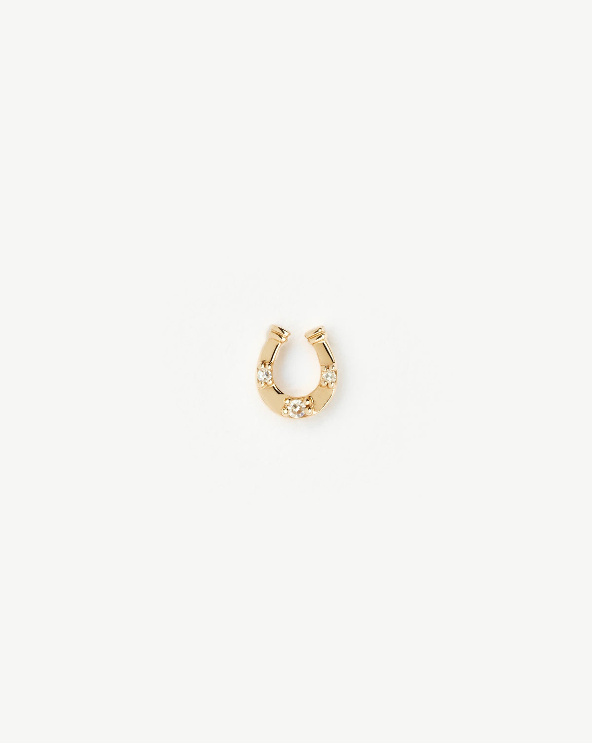 Fine Horseshoe Single Stud Earring | 14k Solid Gold/Diamond